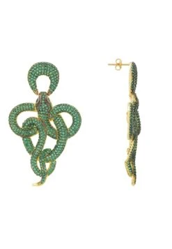 Latelita Viper Snake Drop Earrings Gold Emerald -Latelitla Store viper snake drop earrings gold emerald 957021