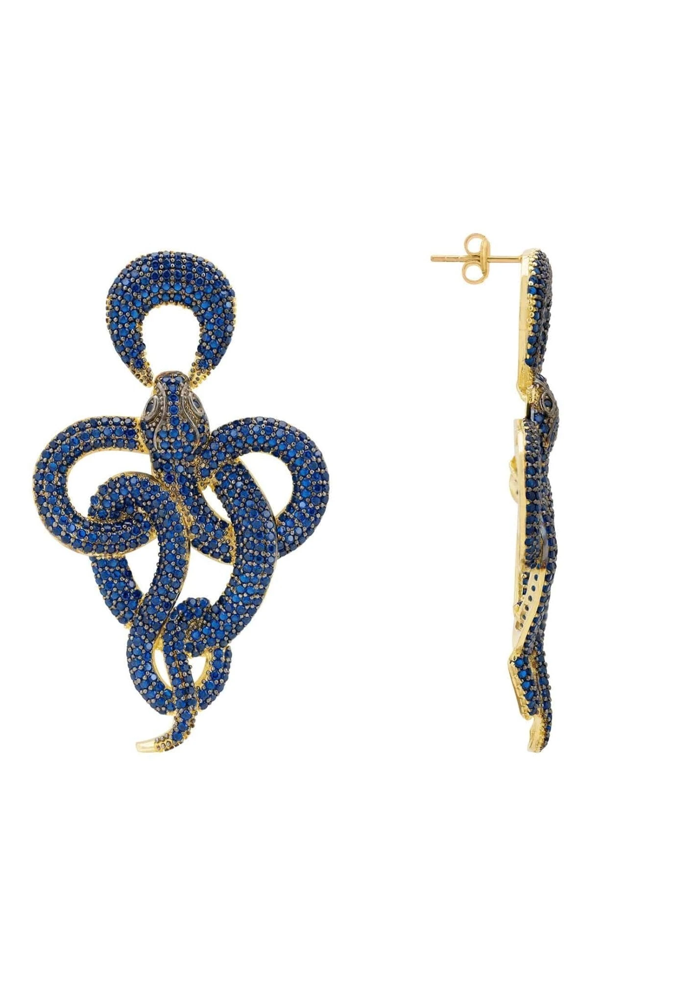 Latelita Viper Snake Drop Earrings Gold Sapphire 5 Latelita Viper Snake Drop Earrings Gold Sapphire - Image 3