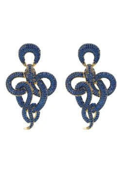 Latelita Viper Snake Drop Earrings Gold Sapphire