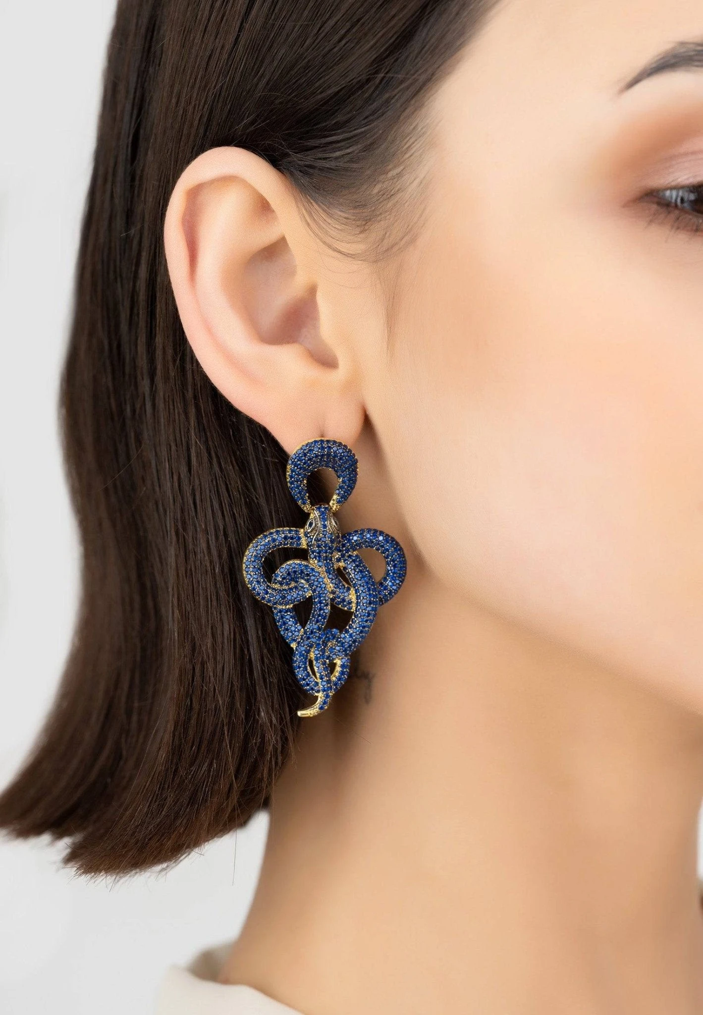Latelita Viper Snake Drop Earrings Gold Sapphire 4 Latelita Viper Snake Drop Earrings Gold Sapphire - Image 2