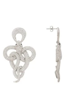 Latelita Viper Snake Drop Earrings Silver White 8 Latelita Viper Snake Drop Earrings Silver White -Latelitla Store viper snake drop earrings silver white 783889