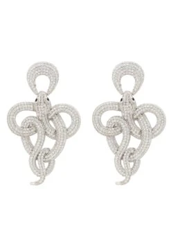 Latelita Viper Snake Drop Earrings Silver White