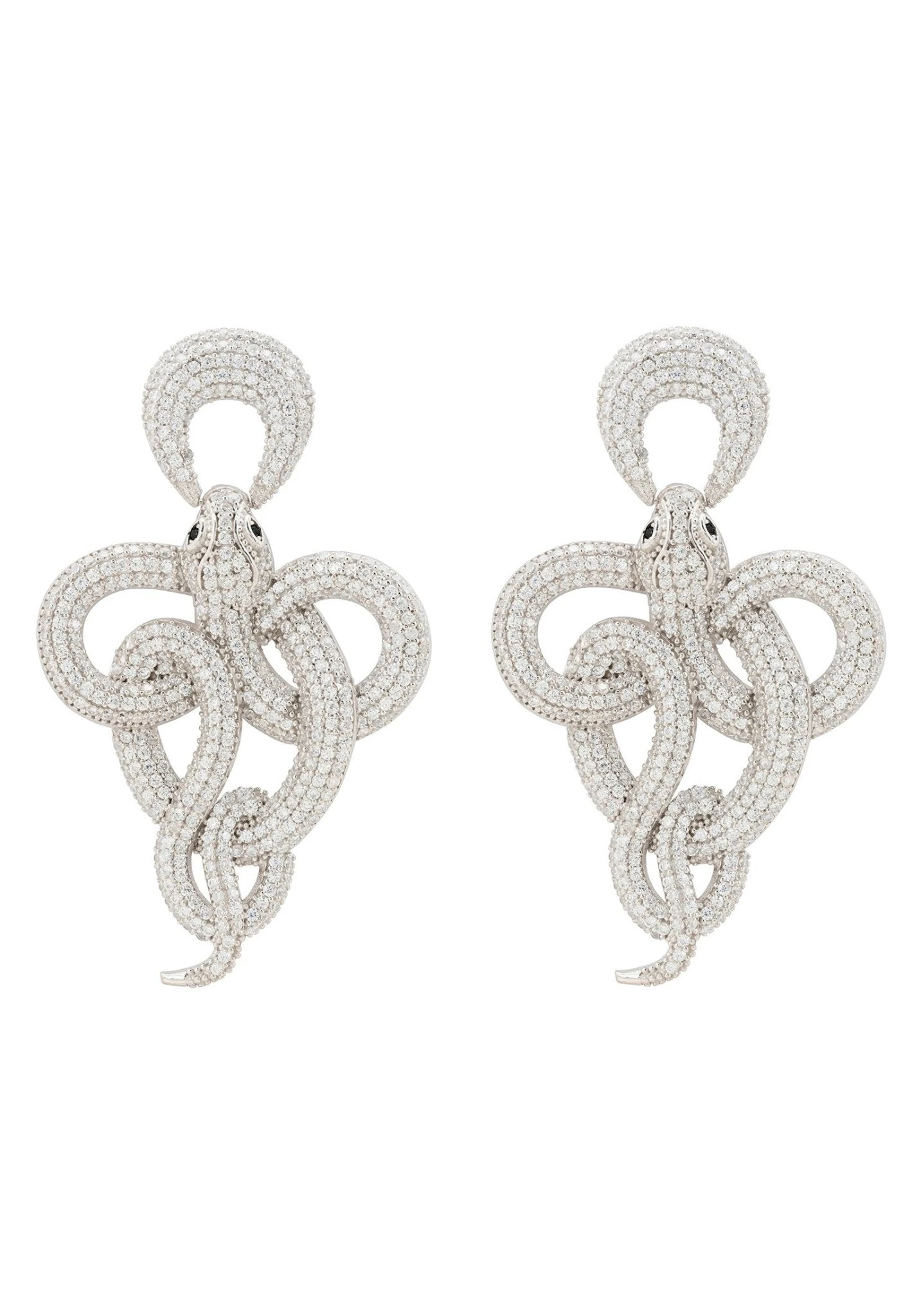 Latelita Viper Snake Drop Earrings Silver White 3 Latelita Viper Snake Drop Earrings Silver White