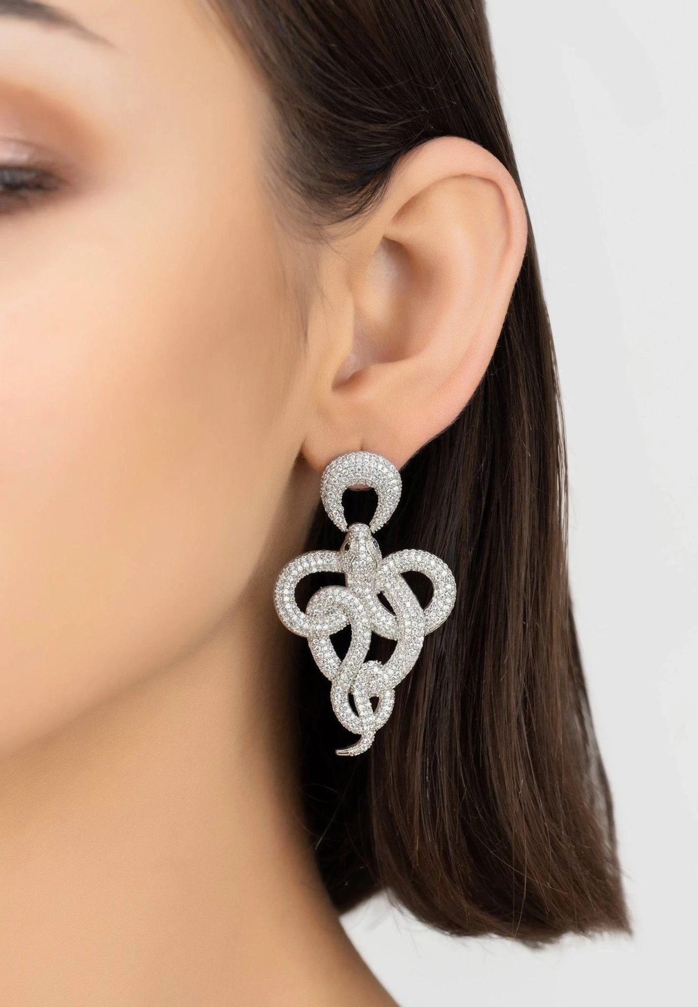 Latelita Viper Snake Drop Earrings Silver White 4 Latelita Viper Snake Drop Earrings Silver White - Image 2