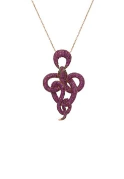 Latelita Viper Snake Pendant Necklace Rosegold Ruby