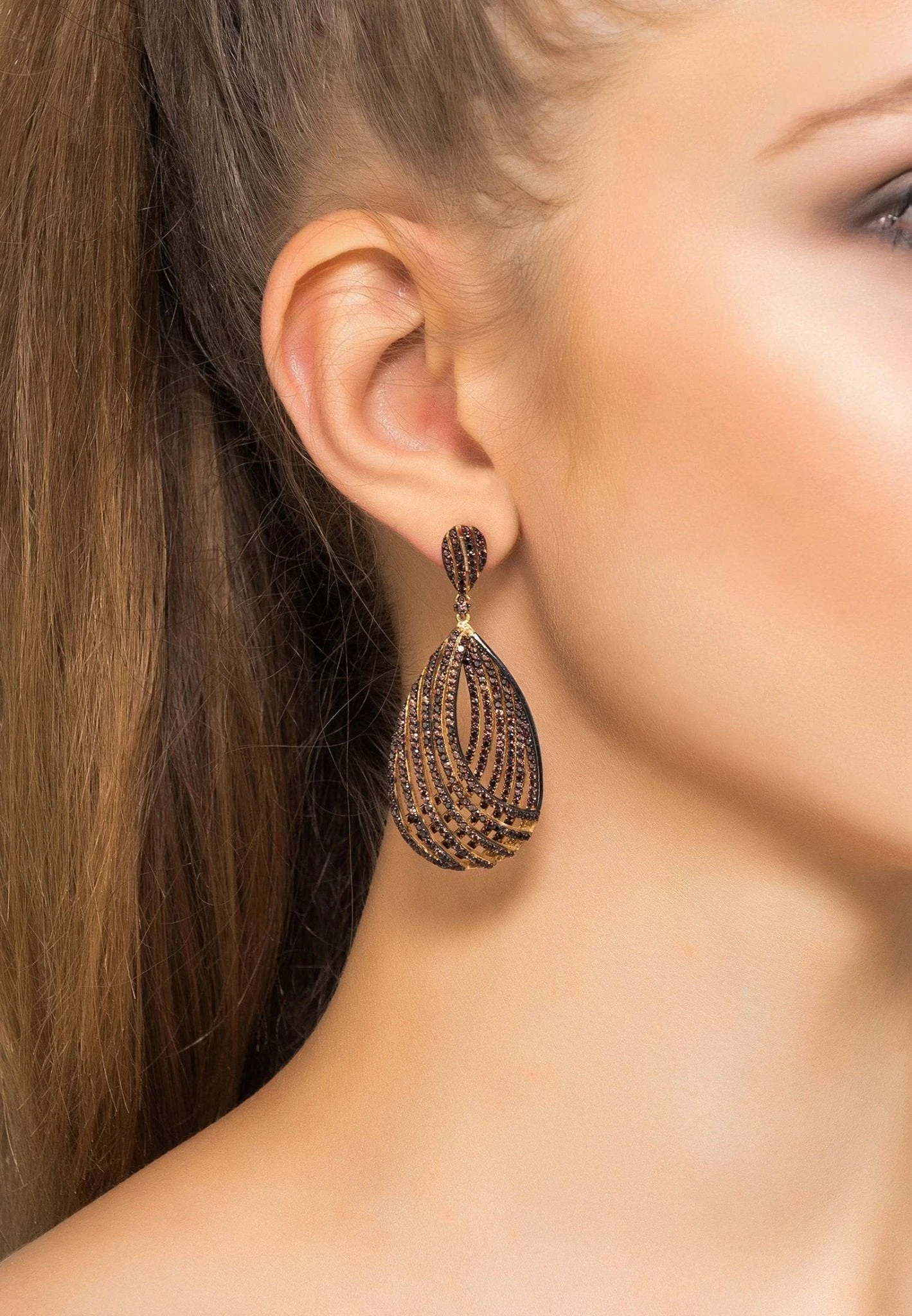 Latelita Vortex Teardrop Earring Chocolate Cz 4 Latelita Vortex Teardrop Earring Chocolate Cz - Image 2