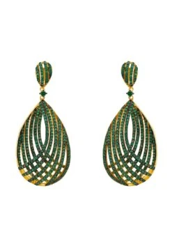 Latelita Vortex Teardrop Earrings Green Gold